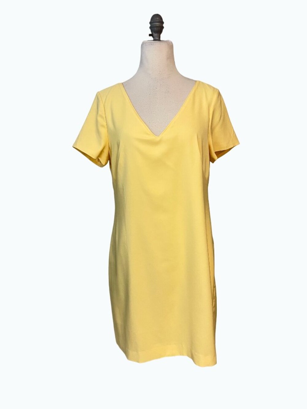 White House Black Market Yellow Short-Sleeve Shift Dress 10 12 NWT